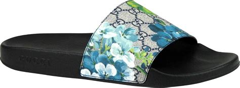 blue gucci floral slides|gucci slides bloom blue.